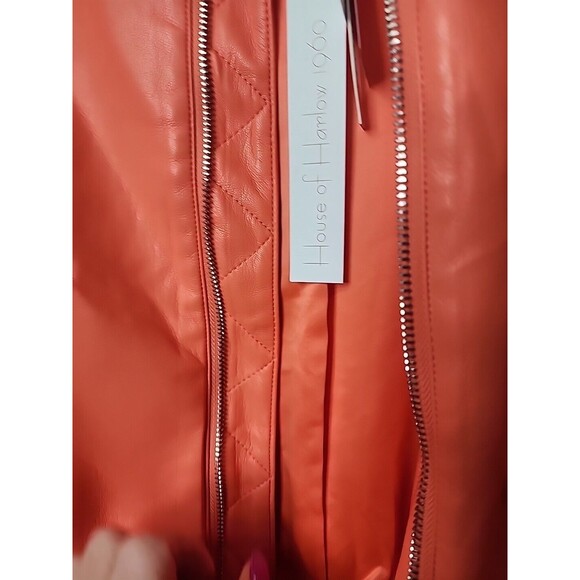 HOUSE OF HARLOW 1960 Jacket Womens Medium Vegan Leather NWT Coral Bomber $RV349 - Picture 8 of 11